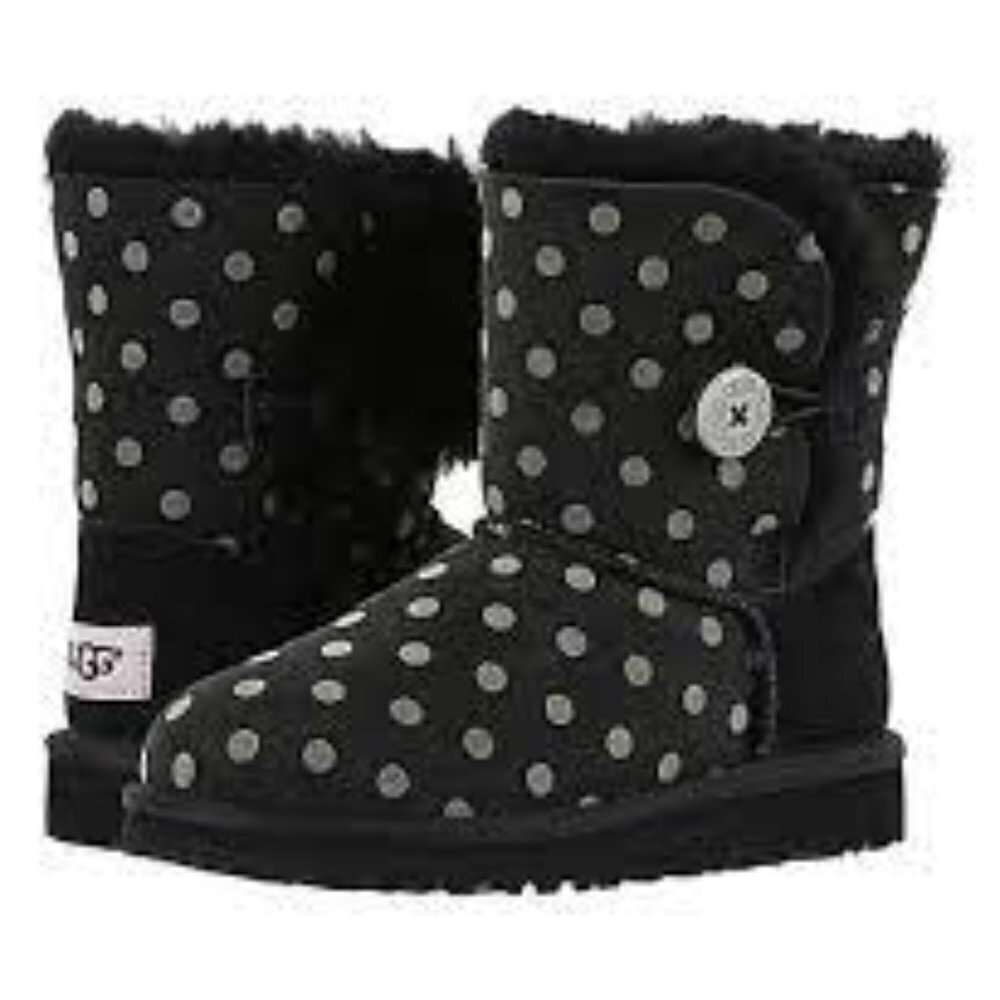 UGG Bailey Button Polka Dot Girls Size 10